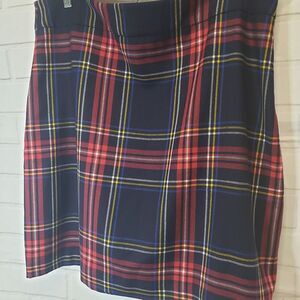 Cute Talbots Navy and Red Tartan Plaid Wool Blend Skirt womens size 16